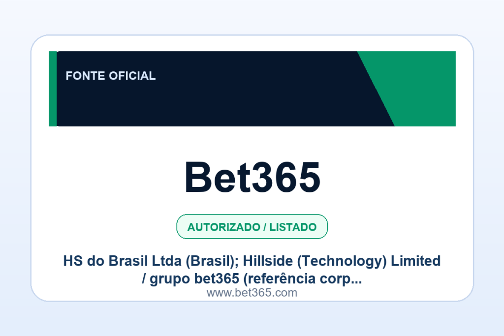 Ficha visual Bet365 no SafeCasinoCompare Brasil