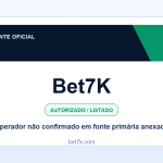 Ficha visual Bet7K no SafeCasinoCompare Brasil