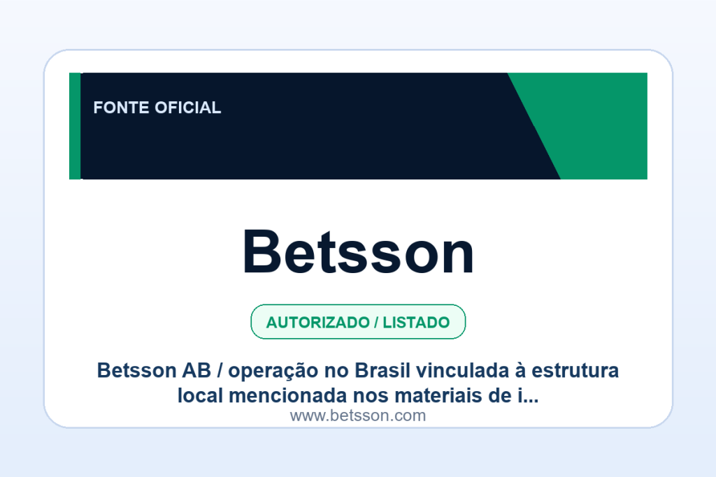 Ficha visual Betsson no SafeCasinoCompare Brasil