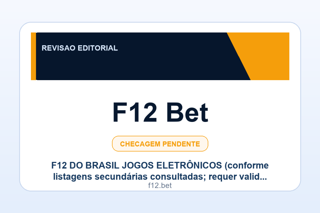 Ficha visual F12 Bet no SafeCasinoCompare Brasil