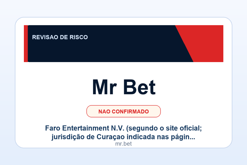 Ficha visual Mr Bet no SafeCasinoCompare Brasil