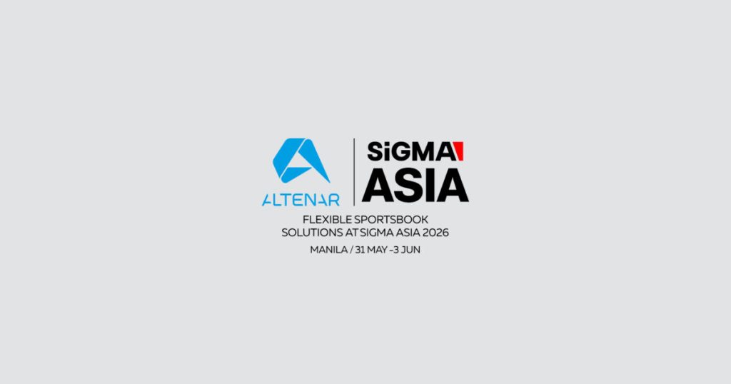 Representantes da Altenar em um estande na SiGMA Asia 2026, mostrando soluções de apostas esportivas