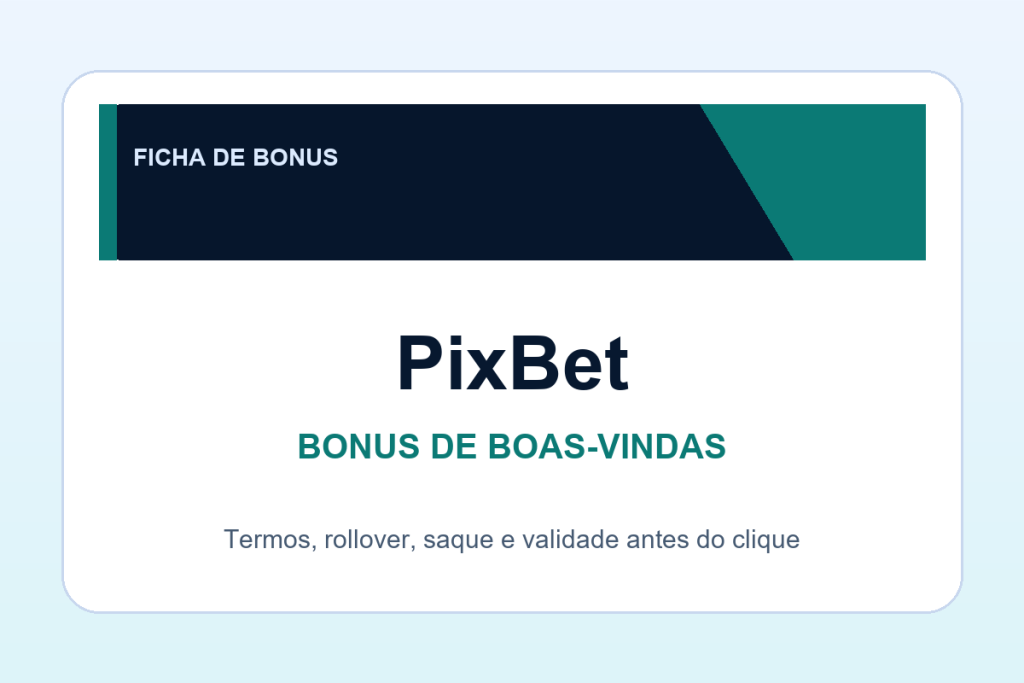 bonus de boas-vindas PixBet: ficha SafeCasinoCompare Brasil