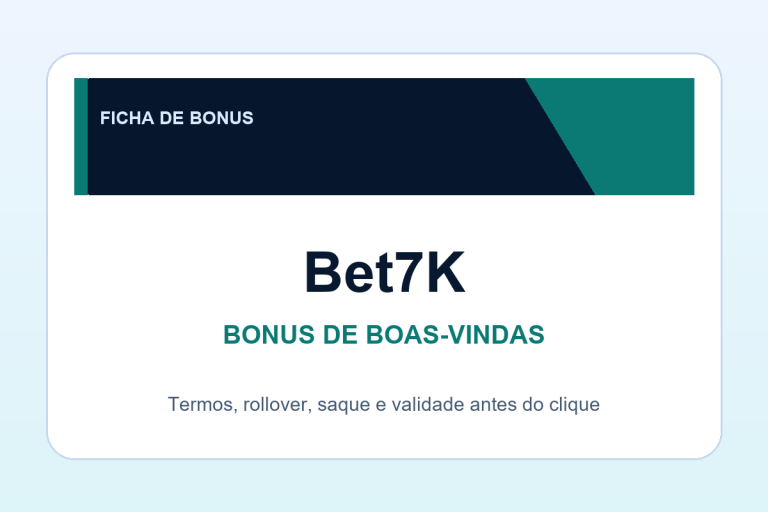bonus de boas-vindas Bet7K: ficha SafeCasinoCompare Brasil