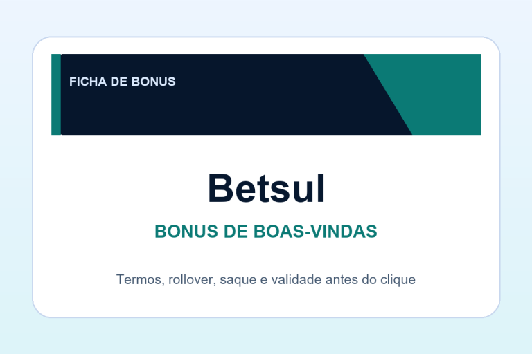 bonus de boas-vindas Betsul: ficha SafeCasinoCompare Brasil