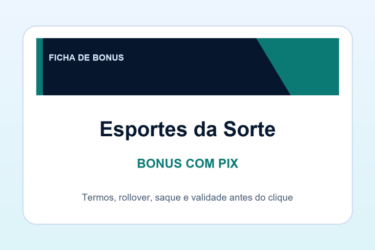 bonus com Pix Esportes da Sorte: ficha SafeCasinoCompare Brasil