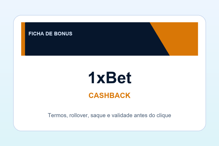 cashback 1xBet: ficha SafeCasinoCompare Brasil