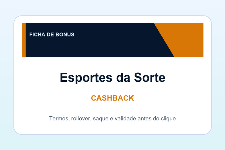 cashback Esportes da Sorte: ficha SafeCasinoCompare Brasil