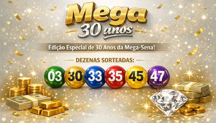 Logo da Caixa Econômica Federal e bilhete da Mega-Sena