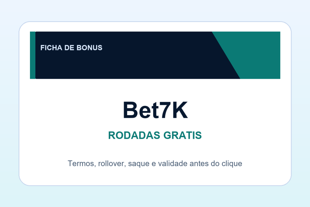 rodadas gratis Bet7K: ficha SafeCasinoCompare Brasil