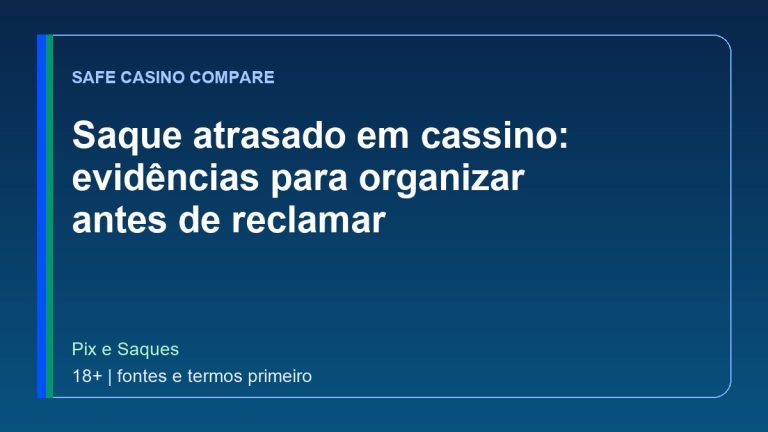 Saque atrasado em cassino: evidências para organizar antes de reclamar