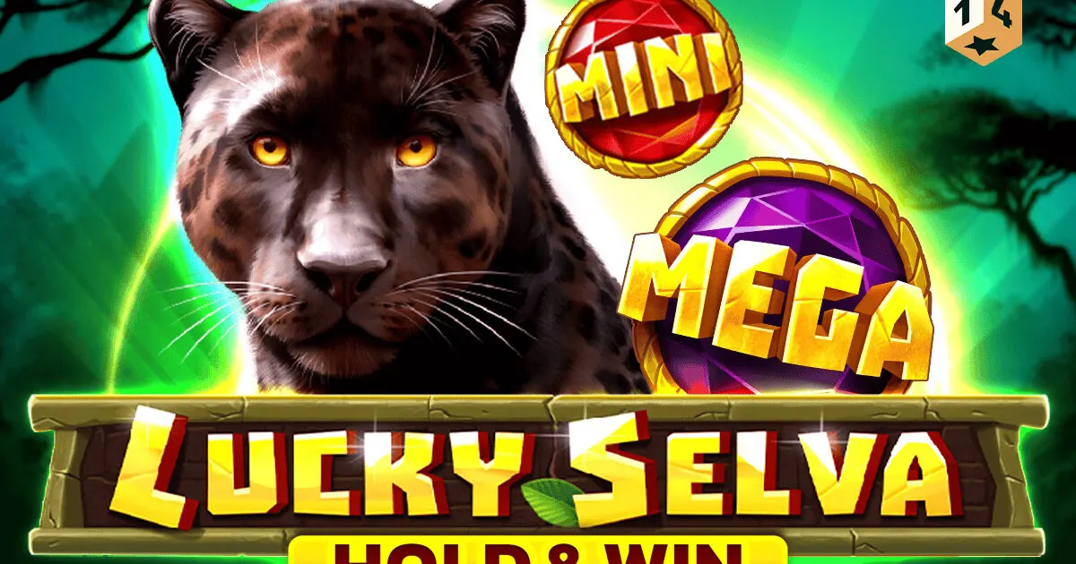 Captura de tela do jogo de slot Lucky Selva Hold and Win, mostrando símbolos de animais da selva e moedas.