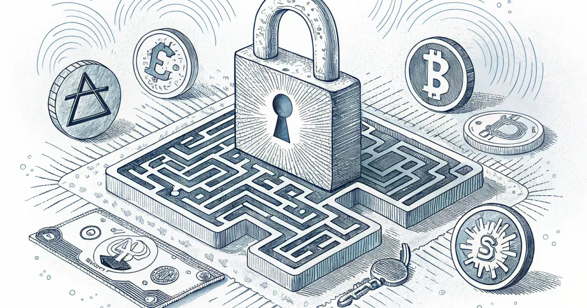 Ilustração de várias criptomoedas e o logotipo da Autoridade de Jogos de Curaçao, simbolizando a nova regulamentação.