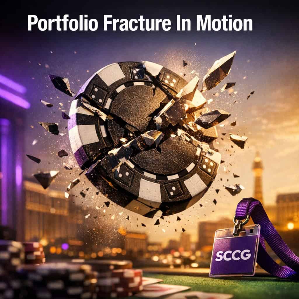 Imagem de um estúdio moderno de cassino ao vivo da Pragmatic Play com dealers e mesas de jogo.