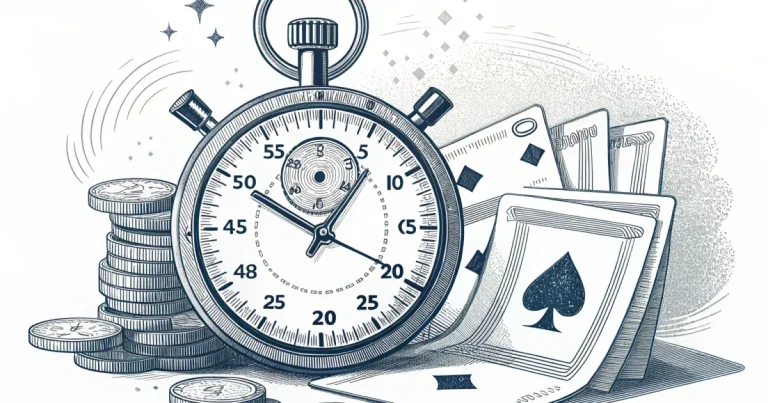Ilustração de uma mulher com um cronômetro manual medindo o tempo de giro em um slot online.