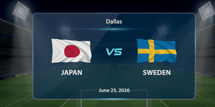 Jogadores das seleções de futebol do Japão e da Suécia disputando uma bola na Copa do Mundo FIFA 2026