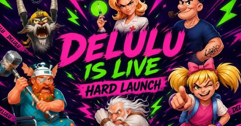 Logo da DELULU Gaming com um fundo vibrante, representando o lançamento de novos jogos de cassino.