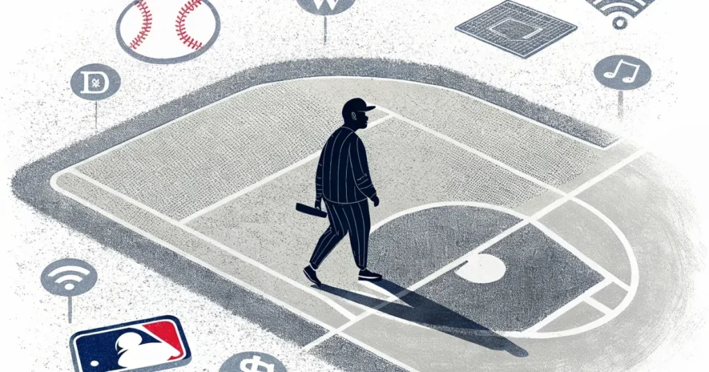 Estádio de beisebol da Major League Baseball com sinalização digital da plataforma de mercados de previsão Kalshi